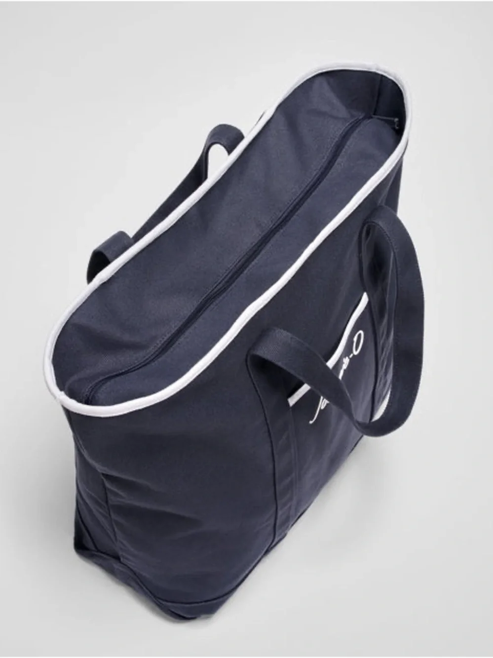 johnnie-O Logo Signature Tote Navy Canvas Duffel Tote with White Trim NWT